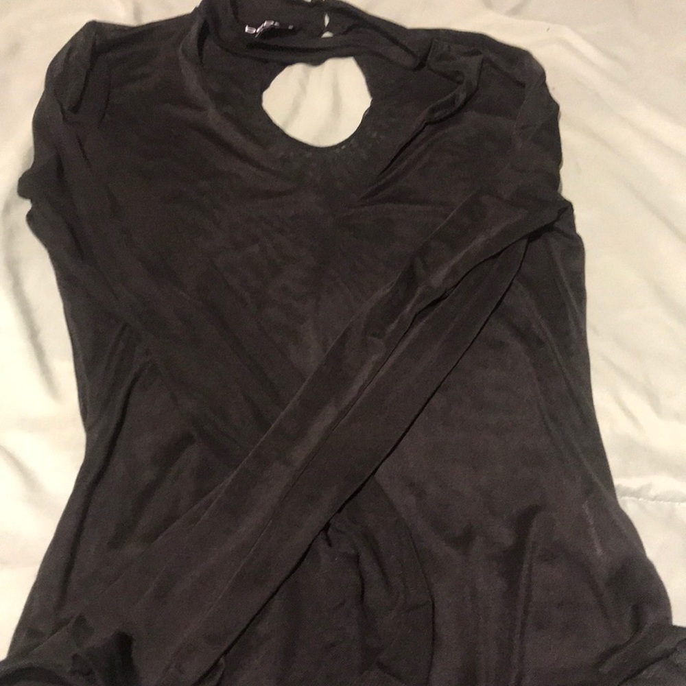 Black long sleeve mesh Bebe bodysuit